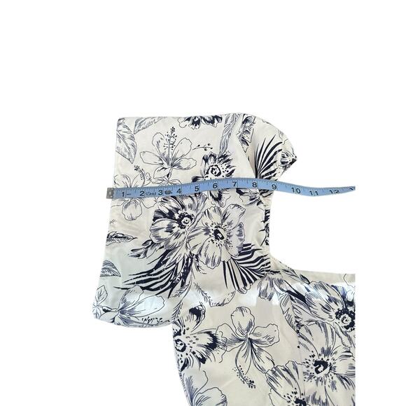 Lulus Dress‎ Blue White Tropical Sunshine White Floral Print Tiered Midi Large - Picture 15 of 16